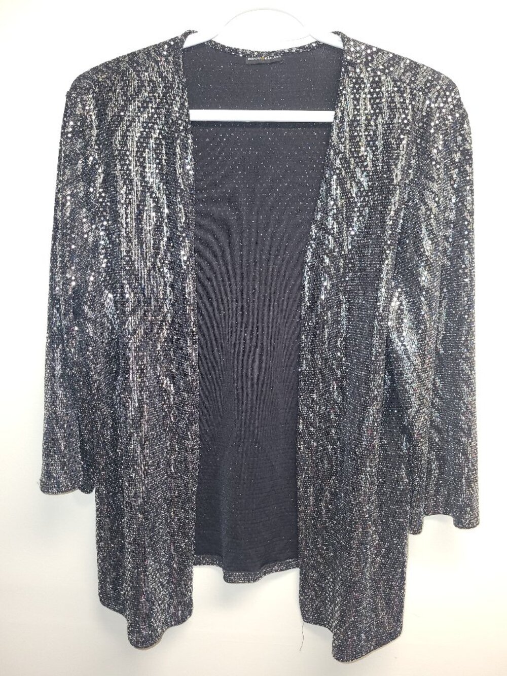 Mercer & Madison Silver Metallic Cardigan Women's Large Sparkle